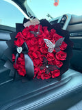 Red Roses with bow & butterflies ✨
